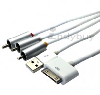 Composite Video to TV RCA AV Cable USB Charger For iPhone 4S 4 iPad 3 2 Touch